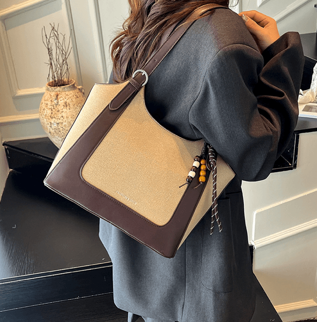 canvas--leatherette-tote-bag-with-beaded-tassel-charm