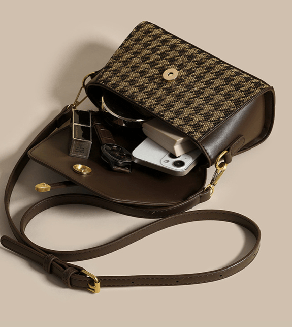 houndstooth-woven-leatherette-flap-crossbody-bag